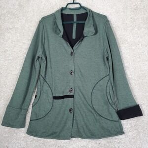 Parsley & Sage Womens‎ Reversible Cardigan Green Black Button Up Size M Artsy